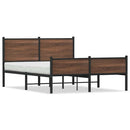vidaXL barna tölgy színű fém ágykeret matrac nélkül 137 x 190 cm