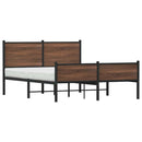 vidaXL barna tölgy színű fém ágykeret matrac nélkül 137 x 190 cm