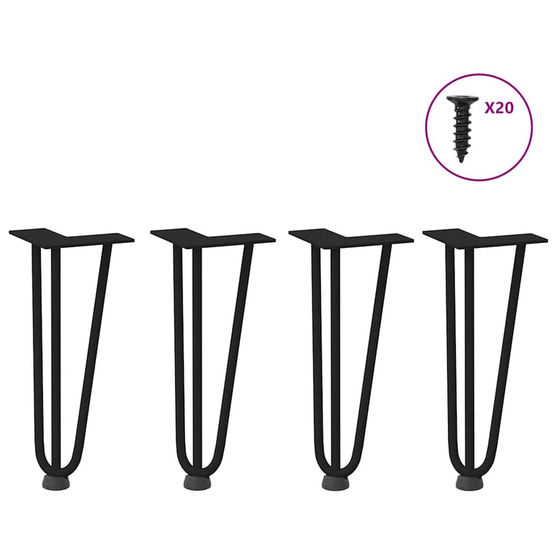 vidaXL 4 db fekete, tömör acél hajtűláb dohányzóasztalhoz, 30 cm