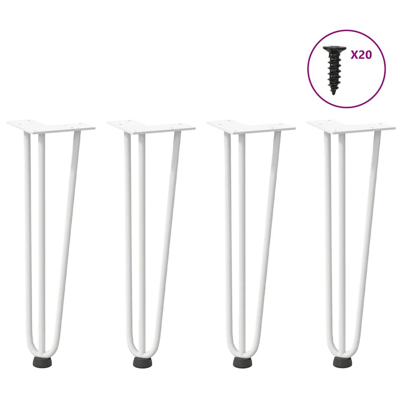 vidaXL 4 db fehér, tömör acél hajtűláb dohányzóasztalhoz 42 cm
