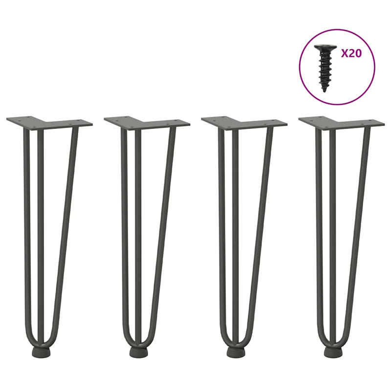 vidaXL 4 db antracitszürke hajtűláb dohányzóasztalhoz 42 cm tömör acél