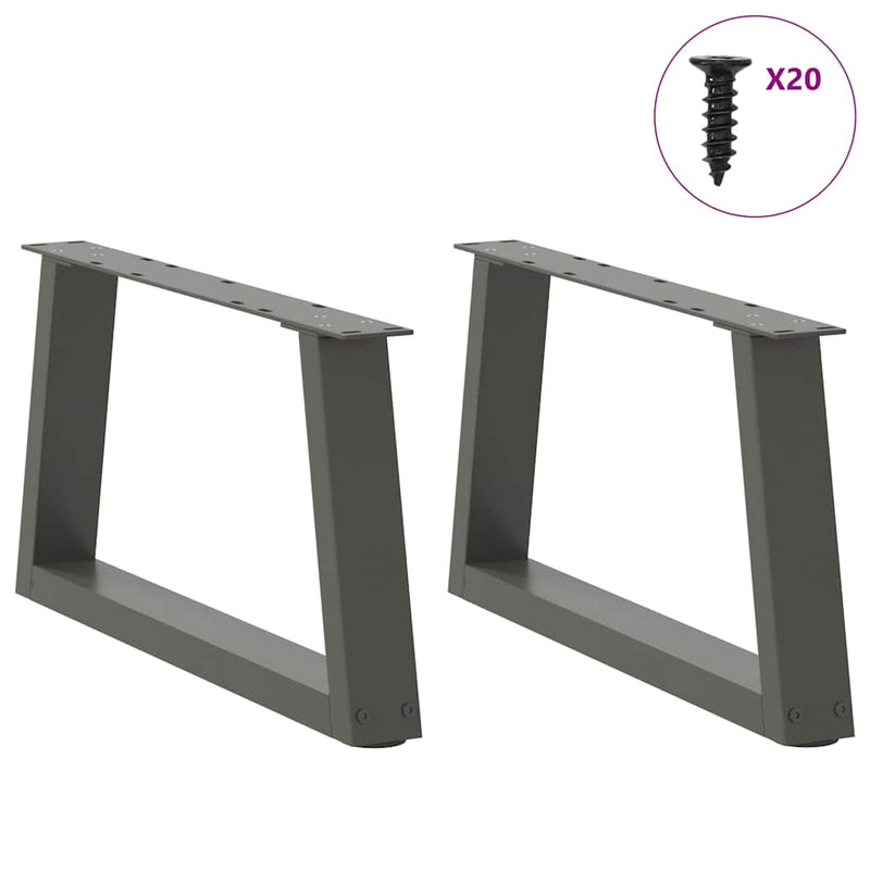 vidaXL 2 db antracitszürke, V-alakú acél dohányzóasztal láb 50 x (30-31,3) cm