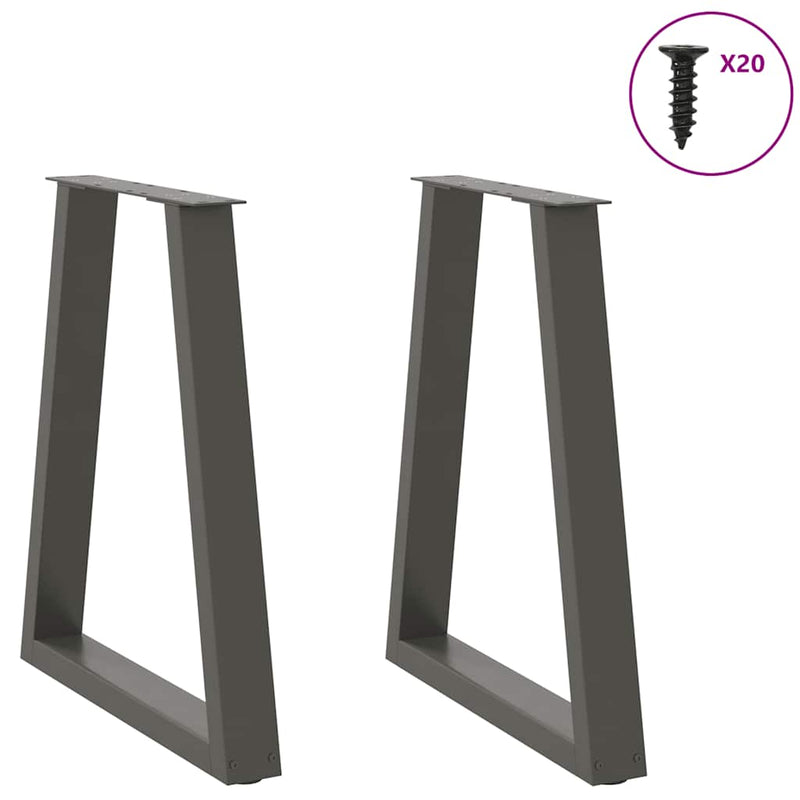 vidaXL 2 db antracitszürke, V-alakú acél étkezőasztalláb 60 x (72-73,3) cm