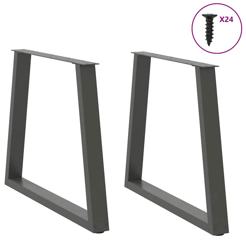 vidaXL 2 db antracitszürke, V-alakú acél étkezőasztalláb 70 x (72-73,3) cm