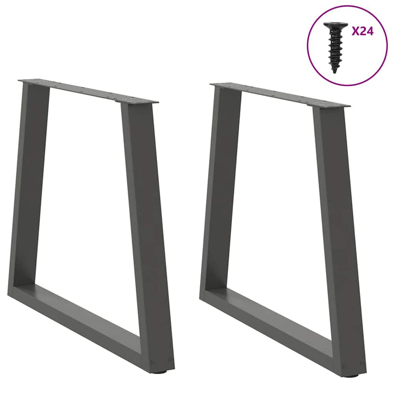 vidaXL 2 db antracitszürke, V-alakú acél étkezőasztal láb 80 x (72-73,3) cm