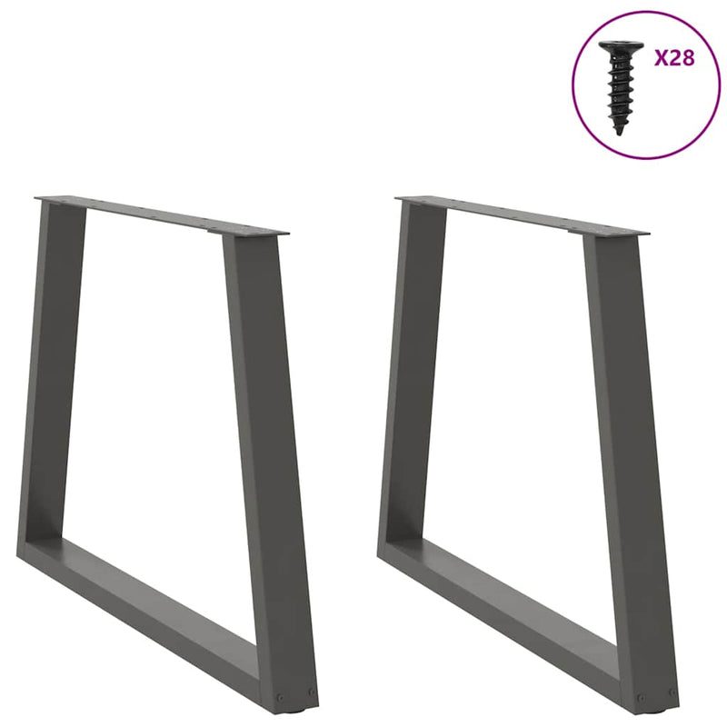 vidaXL 2 db antracitszürke, V-alakú acél étkezőasztal láb 90 x (72-73,3) cm