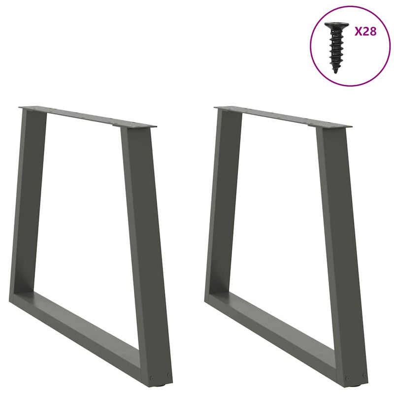 vidaXL 2 db antracitszürke étkezőasztal V-alakú láb 100 x (72-73,3) cm acél étkezőasztal láb