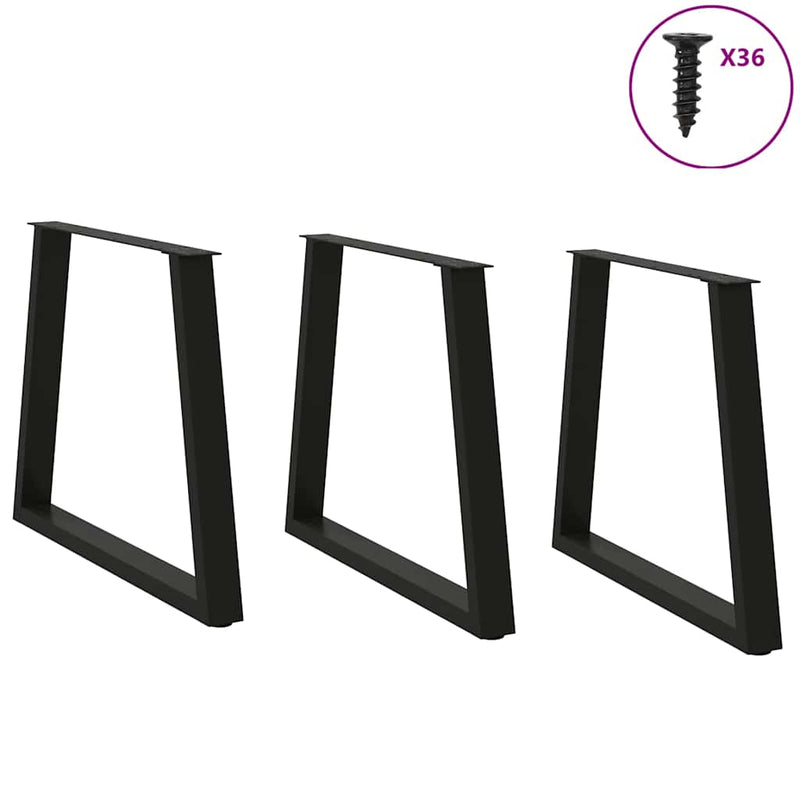vidaXL 3 db V-alakú étkezőasztal láb fekete 70 x (72-73,3) cm acél étkezőasztal láb