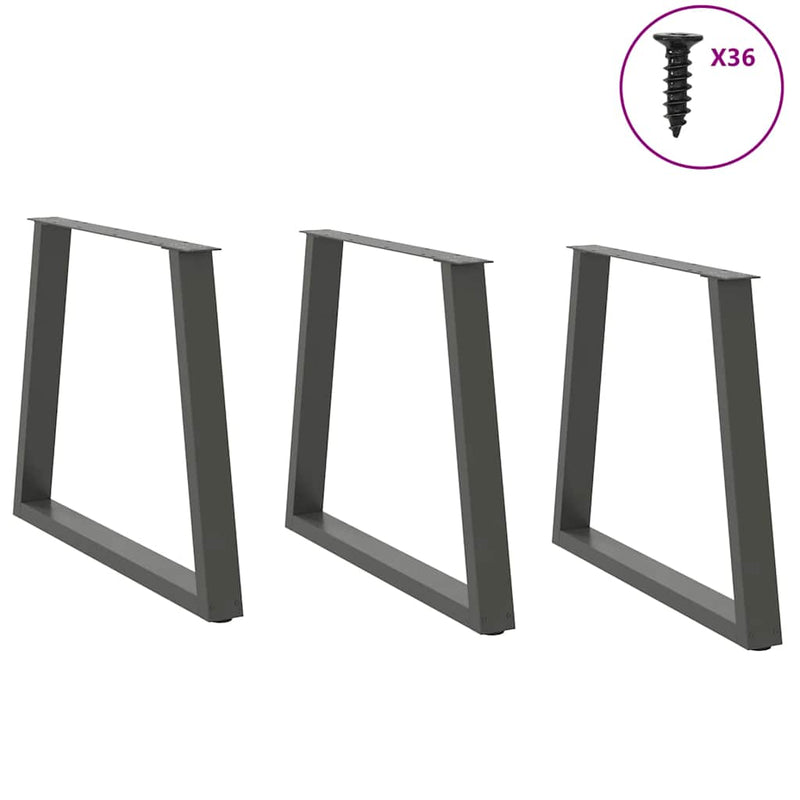 vidaXL 3 db antracitszürke, V-alakú acél étkezőasztalláb 70 x (72-73,3) cm