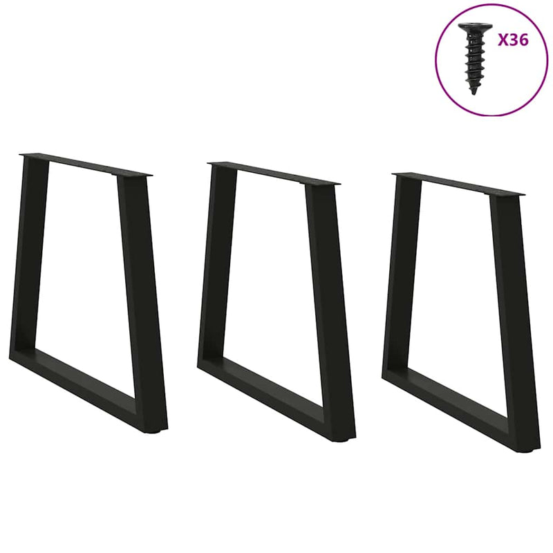 vidaXL 3 db V-alakú étkezőasztal láb fekete 80 x (72-73,3) cm acél étkezőasztal láb