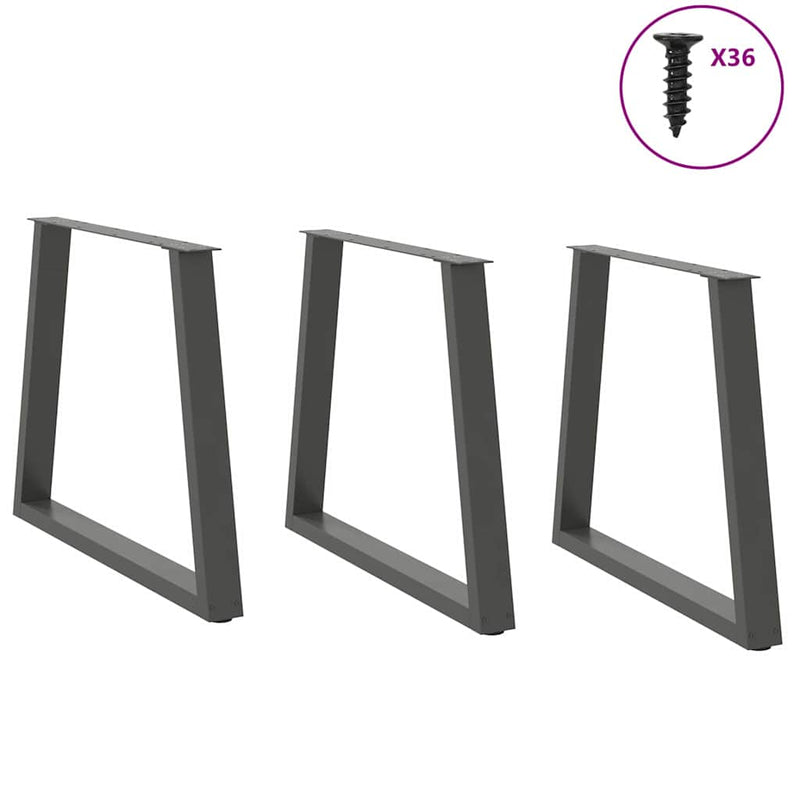 vidaXL 3 db antracitszürke, V-alakú acél étkezőasztalláb 80 x (72-73,3) cm