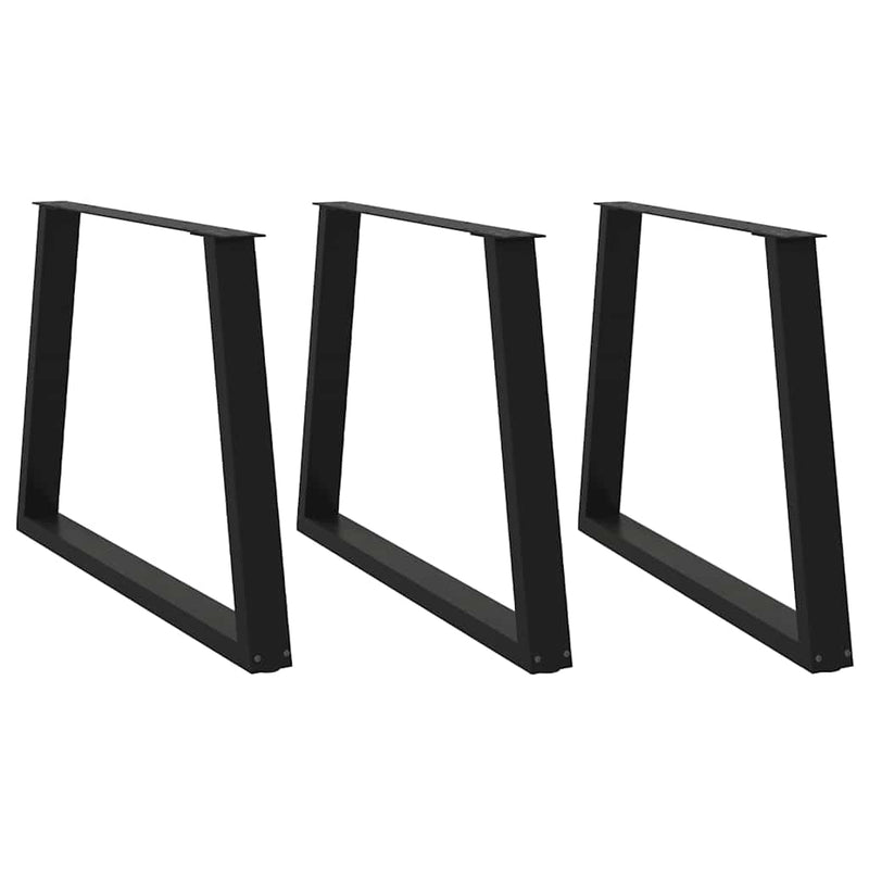 vidaXL 3 db fekete, V-alakú acél étkezőasztal láb 90 x (72-73,3) cm