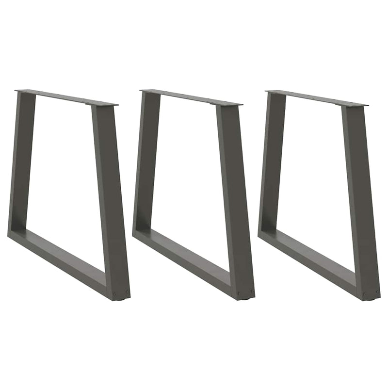 vidaXL 3 db antracitszürke, V-alakú acél étkezőasztalláb 90 x (72-73,3) cm