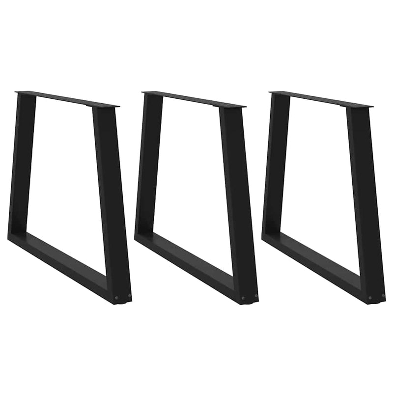 vidaXL 3 db V-alakú étkezőasztal láb fekete 100 x (72-73,3) cm acél étkezőasztal láb