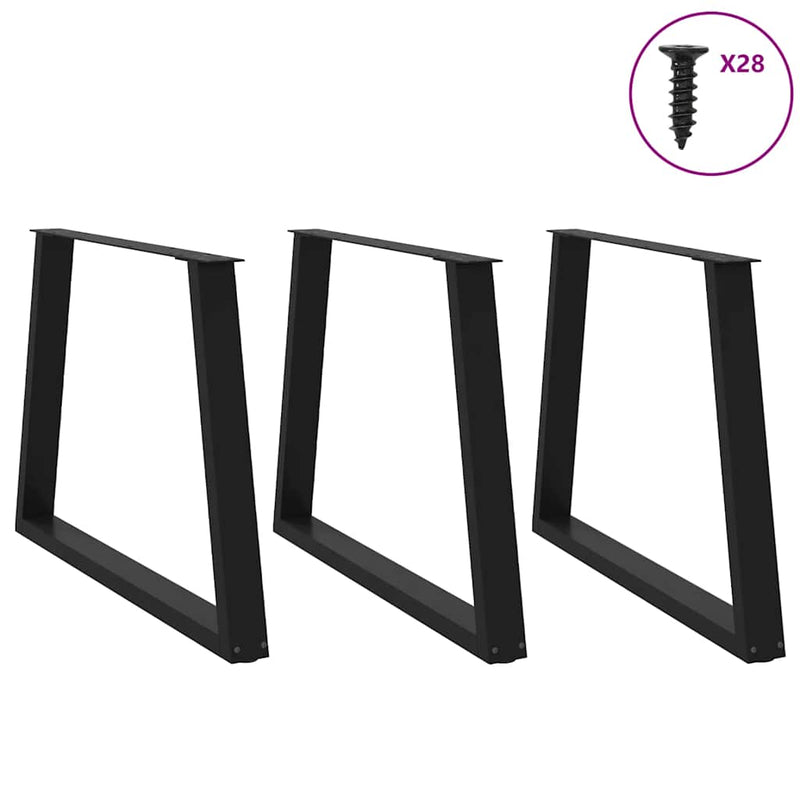 vidaXL 3 db V-alakú étkezőasztal láb fekete 100 x (72-73,3) cm acél étkezőasztal láb