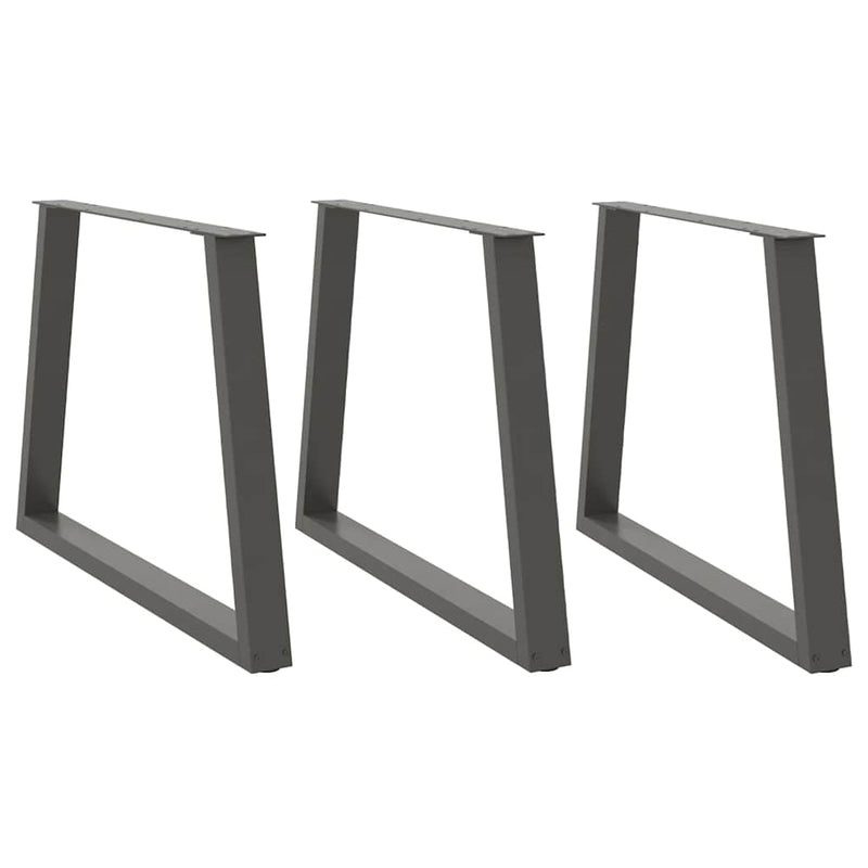 vidaXL 3 db antracitszürke étkezőasztal láb V-alakú 100 x (72-73,3) cm acél étkezőasztal láb