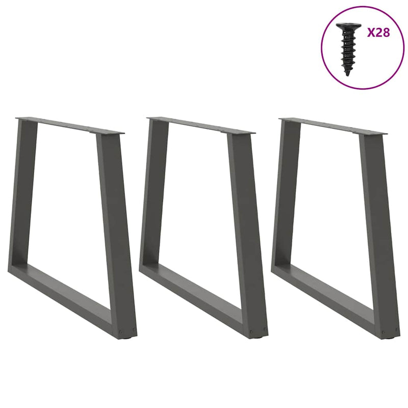 vidaXL 3 db antracitszürke étkezőasztal láb V-alakú 100 x (72-73,3) cm acél étkezőasztal láb