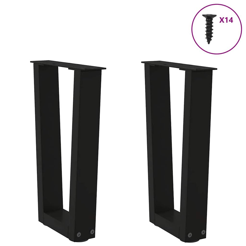 vidaXL 2 db fekete, V-alakú acél dohányzóasztal láb 28 x (42-43,3) cm
