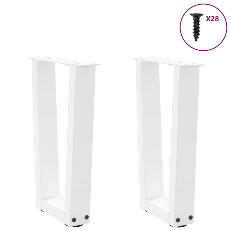 vidaXL 2 db fehér, V-alakú acél dohányzóasztal láb 28 x (42-43,3) cm
