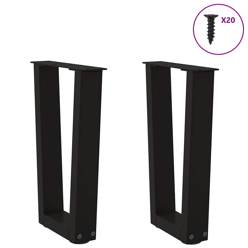 vidaXL 2 db fekete, V-alakú acél dohányzóasztal láb 38 x (42-43,3) cm