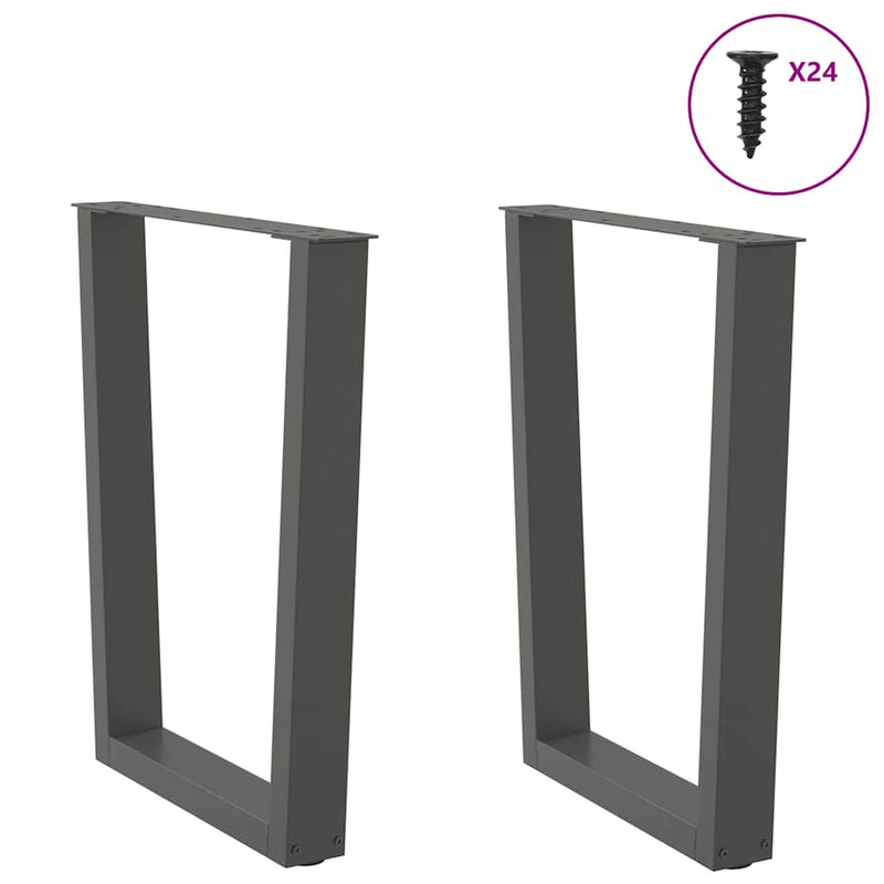 vidaXL 2 db antracitszürke, V-alakú acél étkezőasztal láb 60 x (72-73,3) cm
