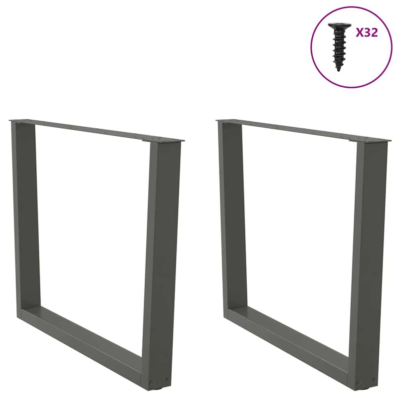 vidaXL 2 db antracitszürke étkezőasztal V-alakú láb 100 x (72-73,3) cm acél étkezőasztal láb