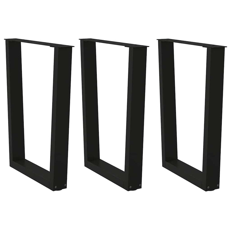 vidaXL 3 db V-alakú étkezőasztal láb fekete 70 x (72-73,3) cm acél étkezőasztal láb
