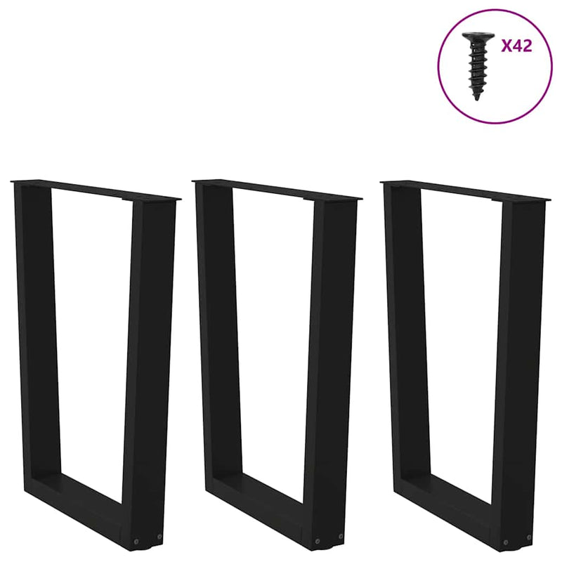 vidaXL 3 db V-alakú étkezőasztal láb fekete 70 x (72-73,3) cm acél étkezőasztal láb