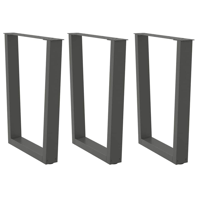 vidaXL 3 db antracitszürke, V-alakú acél étkezőasztalláb 70 x (72-73,3) cm