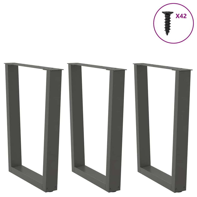 vidaXL 3 db antracitszürke, V-alakú acél étkezőasztalláb 70 x (72-73,3) cm