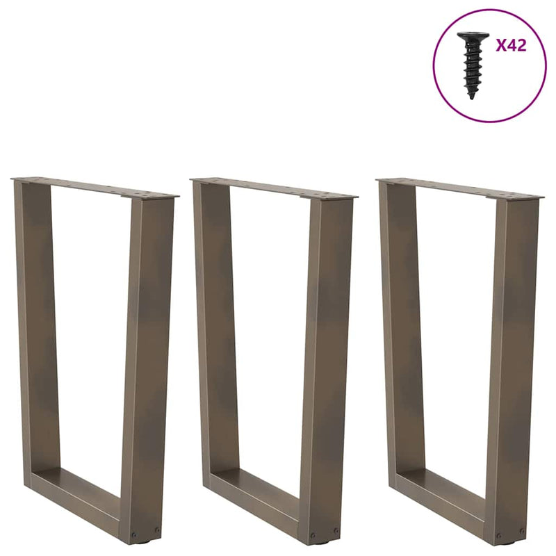 vidaXL 3 db V-alakú natúr acél étkezőasztal láb 70 x (72-73,3) cm acél