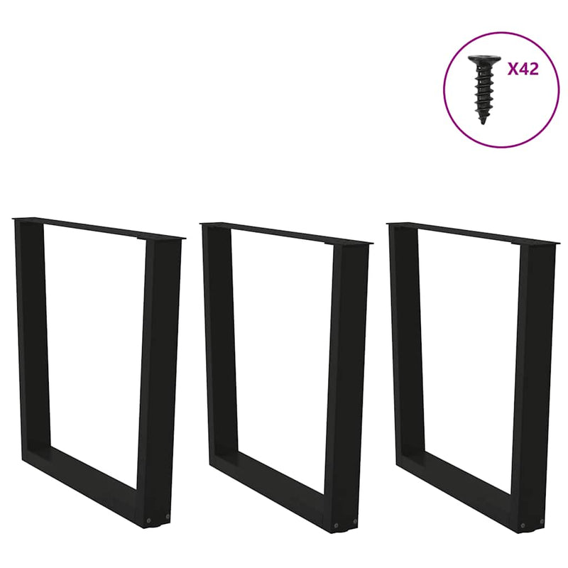 vidaXL 3 db V-alakú étkezőasztal láb fekete 80 x (72-73,3) cm acél étkezőasztal láb