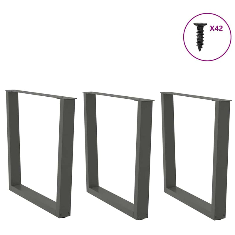 vidaXL 3 db antracitszürke, V-alakú acél étkezőasztalláb 80 x (72-73,3) cm