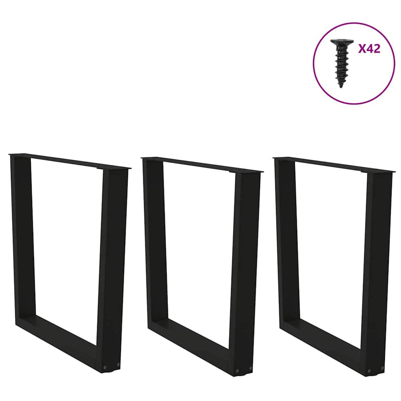 vidaXL 3 db fekete, V-alakú acél étkezőasztal láb 90 x (72-73,3) cm