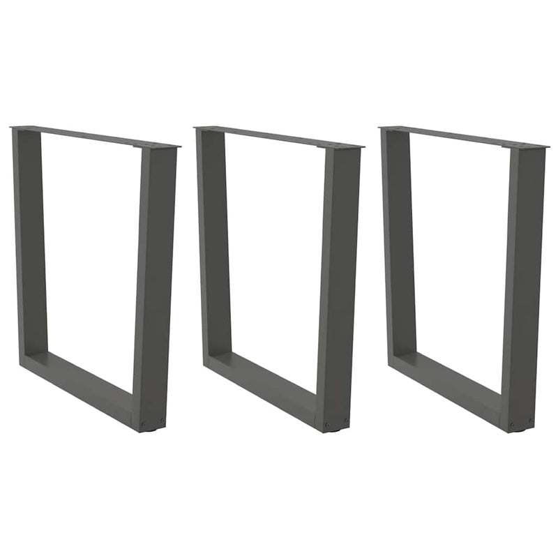 vidaXL 3 db antracitszürke, V-alakú acél étkezőasztalláb 90 x (72-73,3) cm