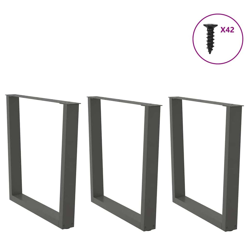 vidaXL 3 db antracitszürke, V-alakú acél étkezőasztalláb 90 x (72-73,3) cm