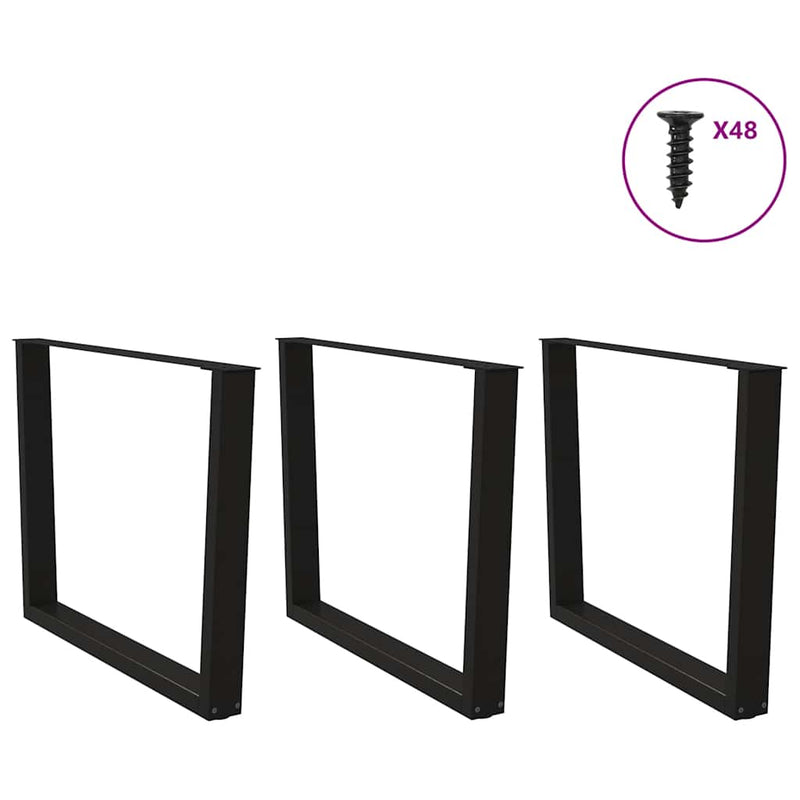 vidaXL 3 db V-alakú étkezőasztal láb fekete 100 x (72-73,3) cm acél étkezőasztal láb