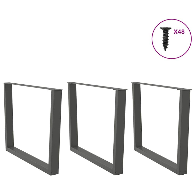 vidaXL 3 db antracitszürke étkezőasztal láb V-alakú 100 x (72-73,3) cm acél étkezőasztal láb