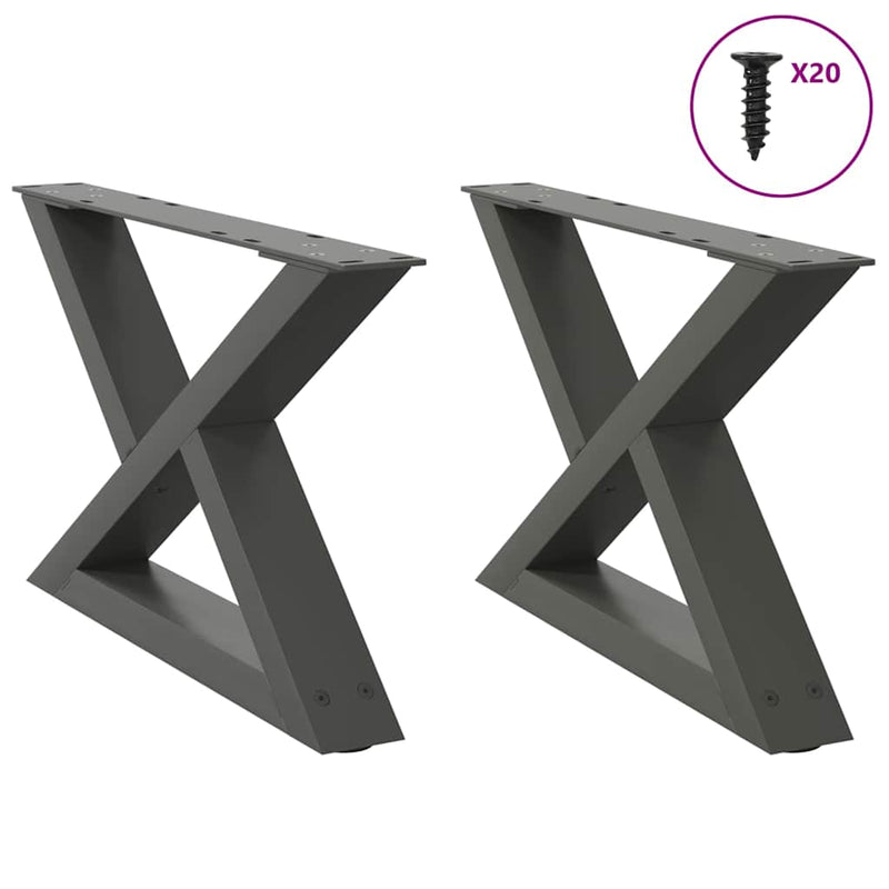 vidaXL 2 db antracitszürke acél dohányzóasztal láb 50 x (30-31,3) cm