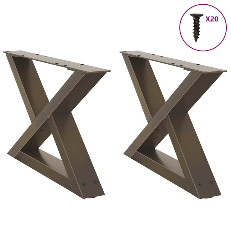 vidaXL 2 db natúr acél dohányzóasztal láb 50 x (30-31,3) cm acél