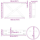 vidaXL 2 db natúr acél dohányzóasztal láb 50 x (30-31,3) cm acél