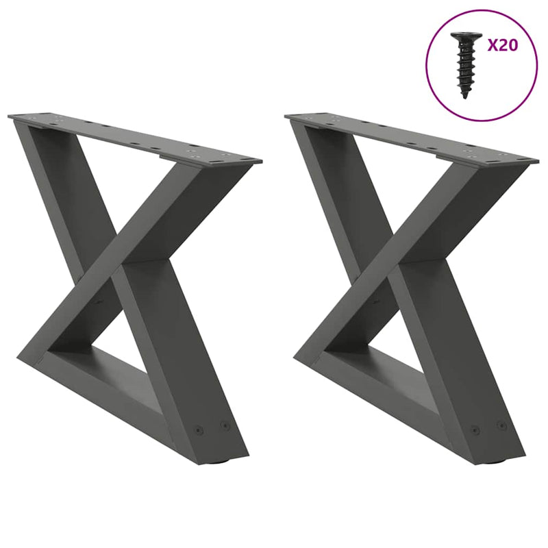 vidaXL 2 db antracitszürke acél dohányzóasztal láb 60 x (30-31,3) cm