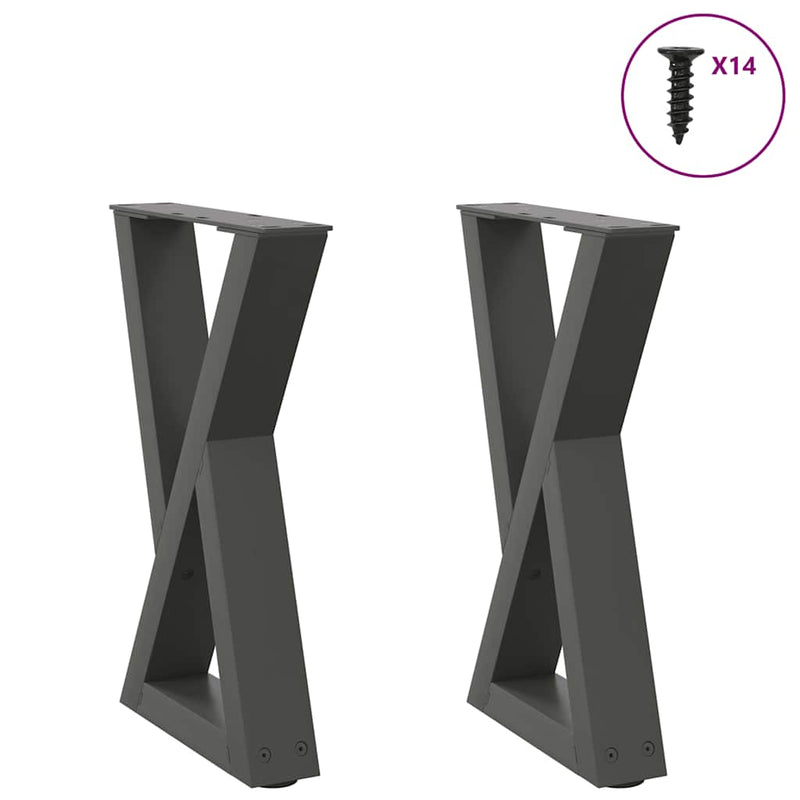 vidaXL 2 db antracitszürke acél dohányzóasztal láb 28 x (42-43,3) cm