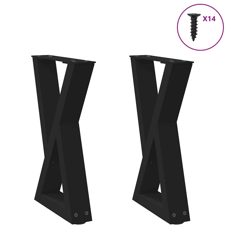 vidaXL 2 db fekete acél dohányzóasztal láb 38 x (42-43,3) cm