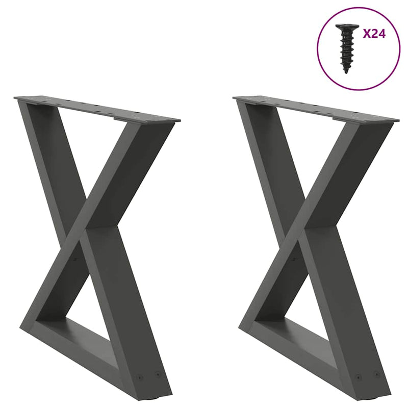 vidaXL 2 db antracitszürke acél dohányzóasztal láb 50 x (42-43,3) cm