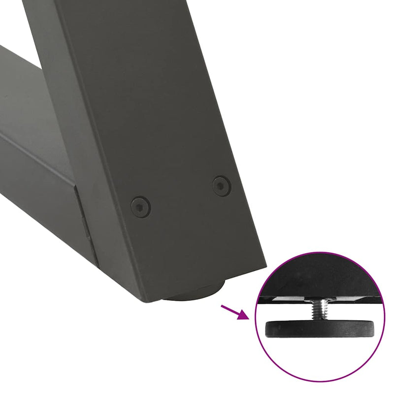 vidaXL 2 db antracitszürke acél dohányzóasztal láb 70 x (42-43,3) cm