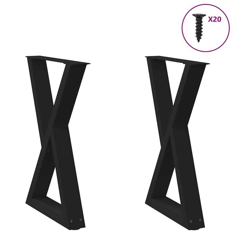 vidaXL 2 db fekete acél étkezőasztal láb 50 x (72-73,3) cm