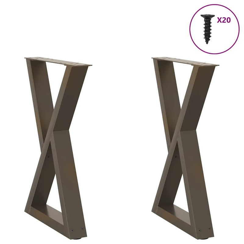 vidaXL 2 db natúr acél étkezőasztal láb 60 x (72-73,3) cm acél
