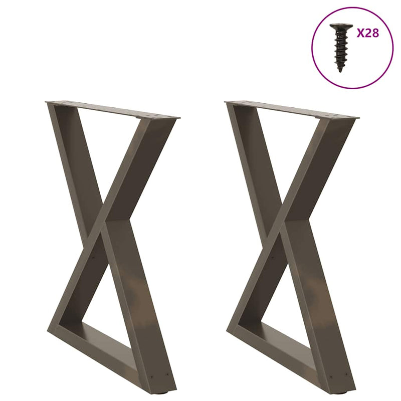vidaXL 2 db natúr acél étkezőasztal láb 70 x (72-73,3) cm acél