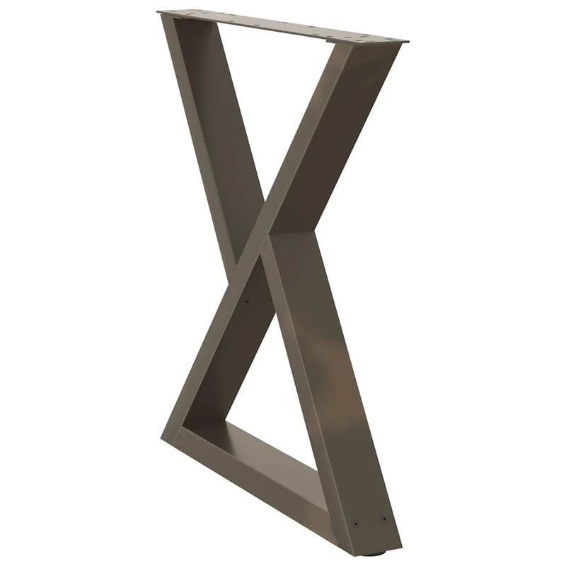 vidaXL 2 db natúr acél étkezőasztal láb 70 x (72-73,3) cm acél